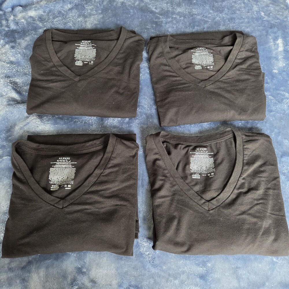 Alfani Men's Black V-Neck Stretch T-Shirts XL Lot of 4